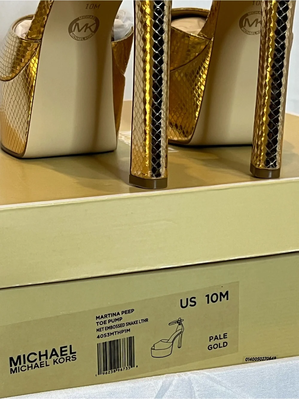 MICHAEL Michael Kors Martina Peep Toe Pump Embossed Snake Lthr Sz 10 MSRP $195